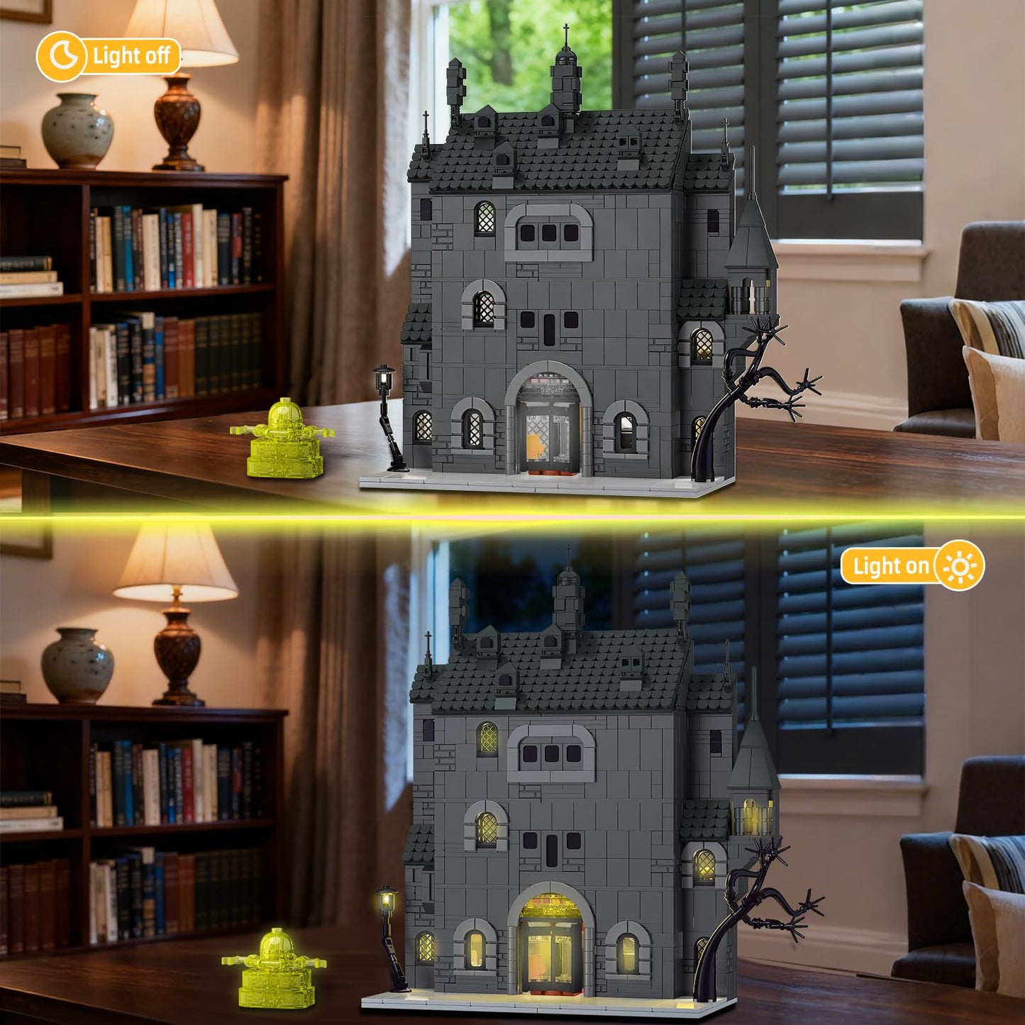 OQMI Haunted House Building Set with Lights — 1686 Pcs, Lego Compatible
