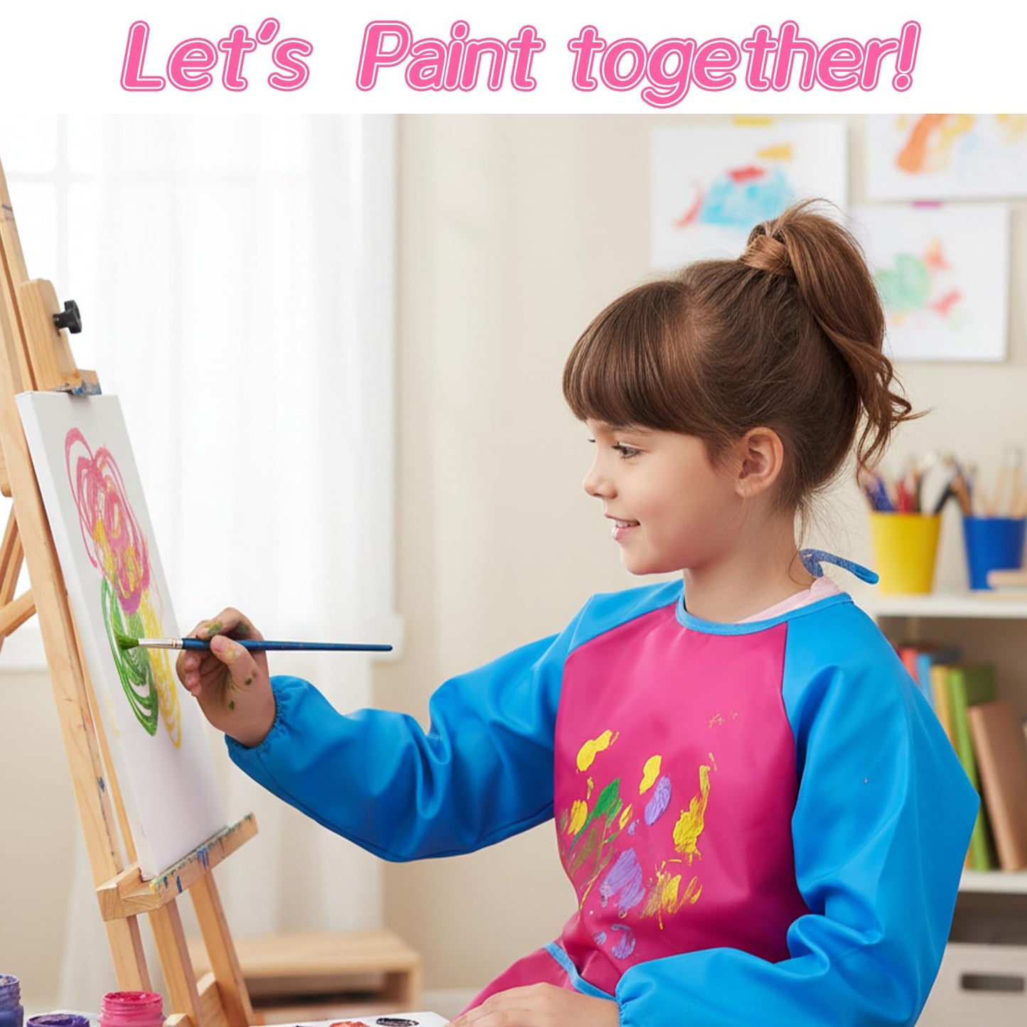 Oqqlin 12-Pcs Kids Art Smocks – Waterproof Long-Sleeve Aprons with 3 Pockets in 4 Colors