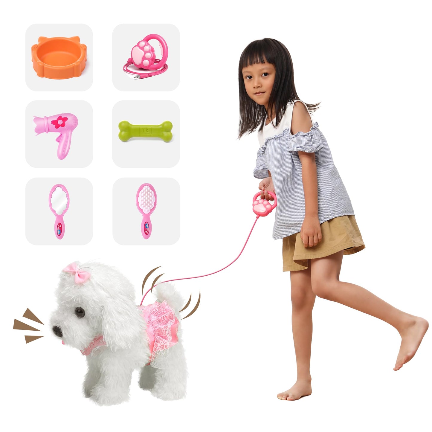 OR OR TU Walking Barking Toy Dog with Remote Control Leash – Interactive Plush Puppy for Kids