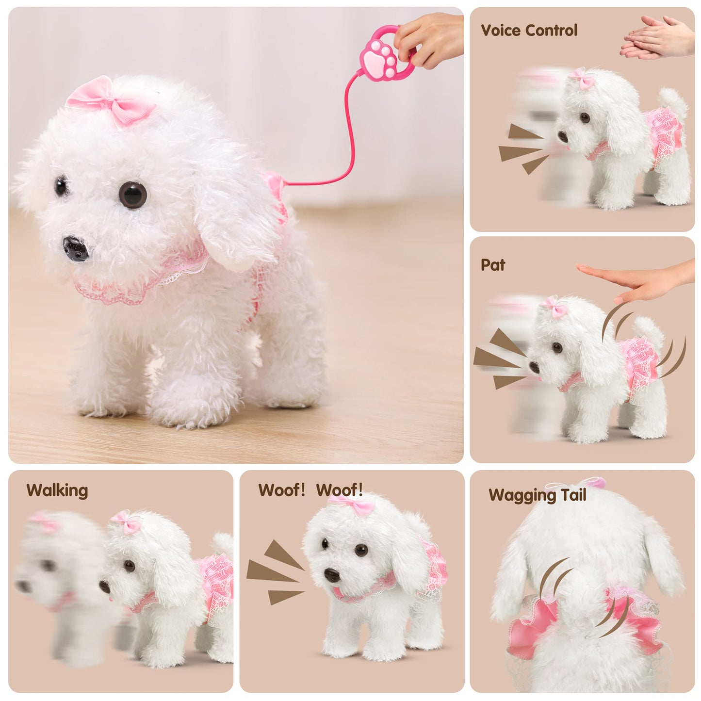 OR OR TU Walking Barking Toy Dog with Remote Control Leash – Interactive Plush Puppy for Kids