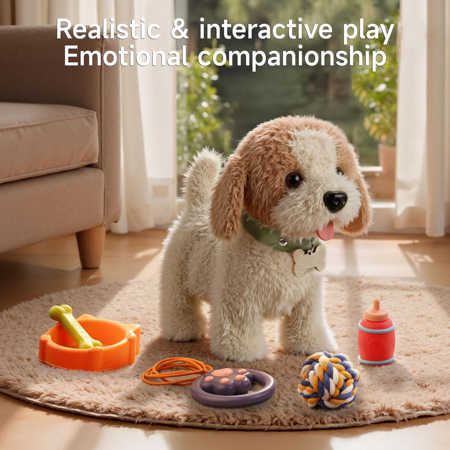 OR OR TU Walking Barking Toy Dog with Remote Control Leash – Plush Interactive Puppy for Kids (Ages 3+)