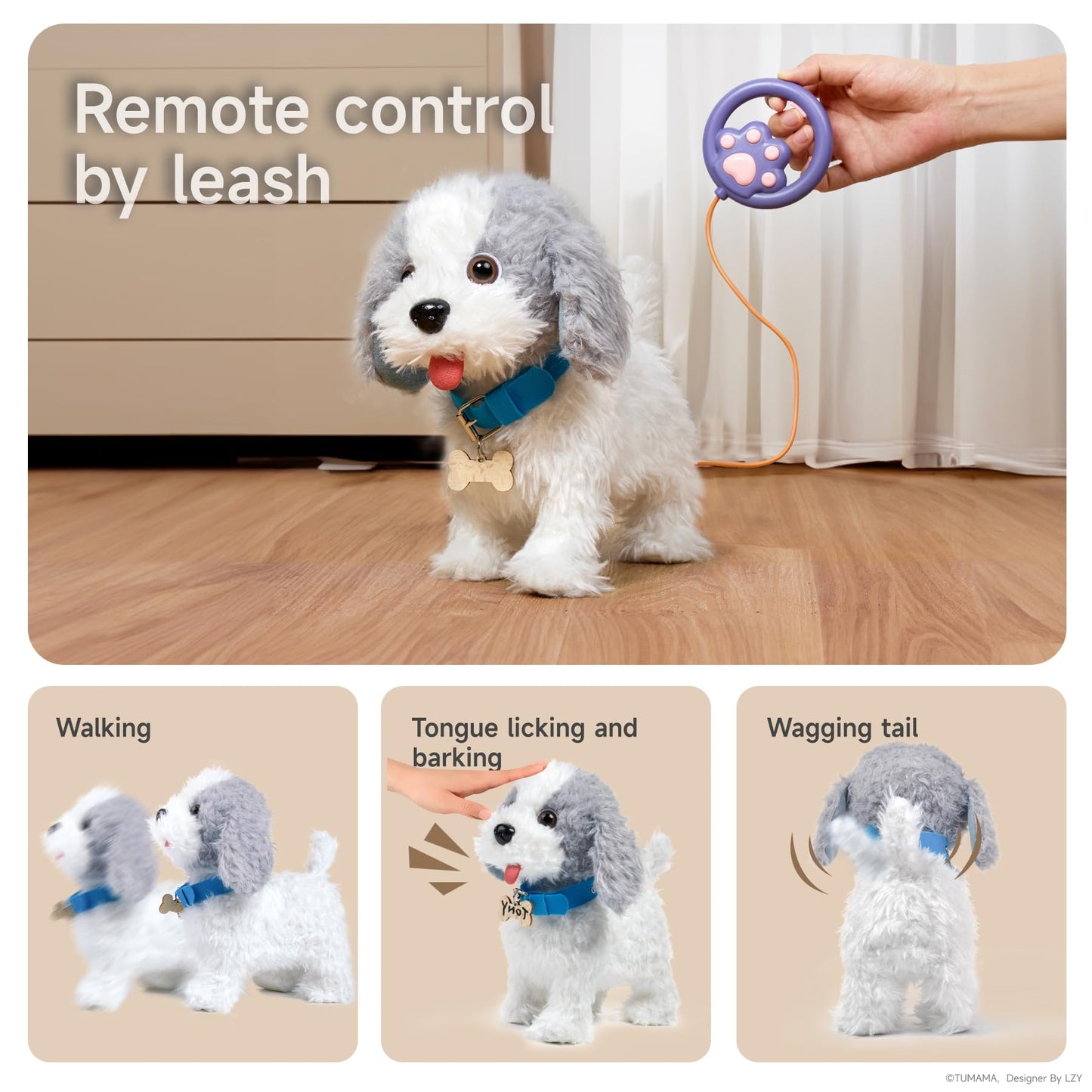 OR OR TU Walking Barking Toy Dog with Remote Control Leash – Plush Interactive Pet for Kids 3+