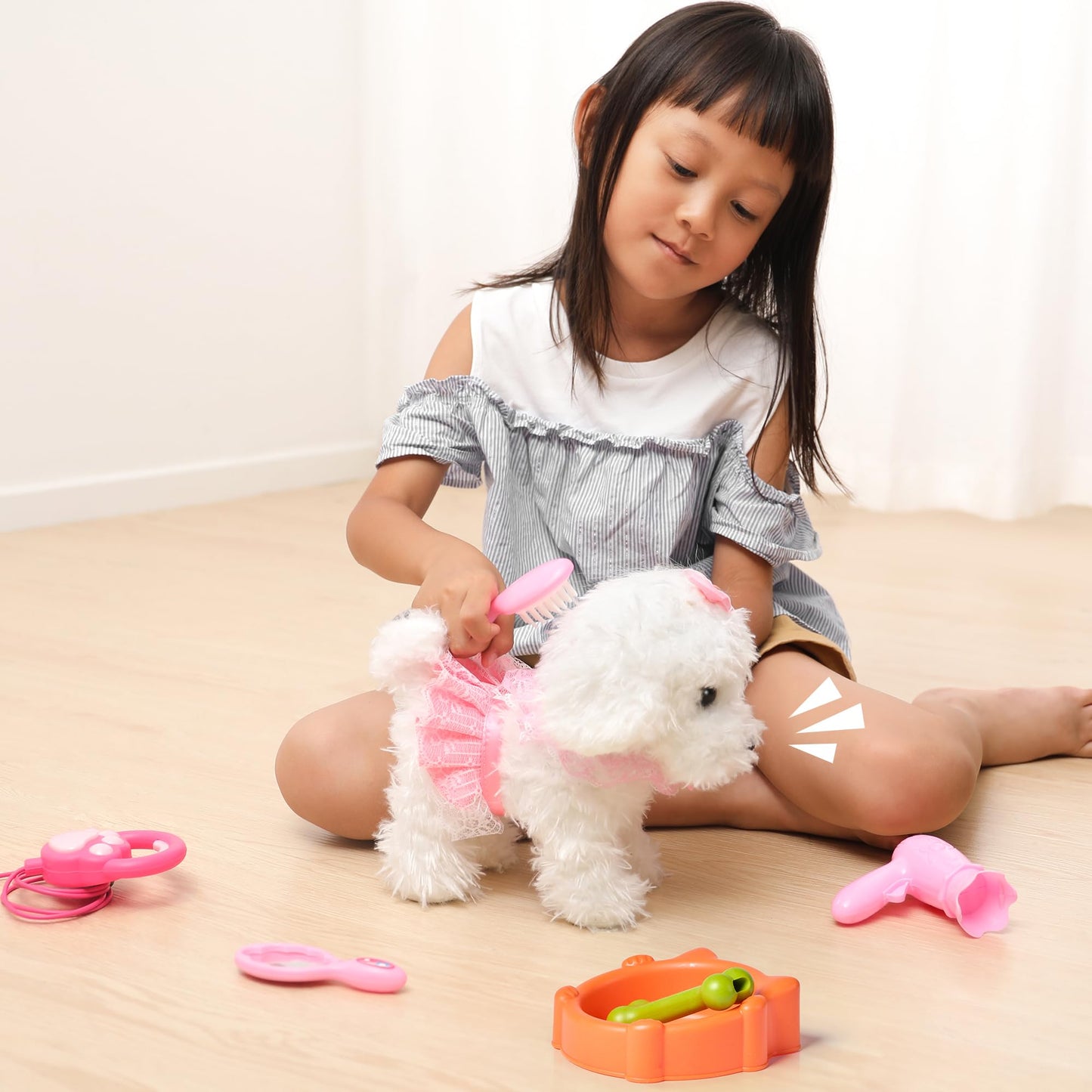 OR OR TU Walking Barking Toy Dog with Remote Control Leash – Interactive Plush Puppy for Kids