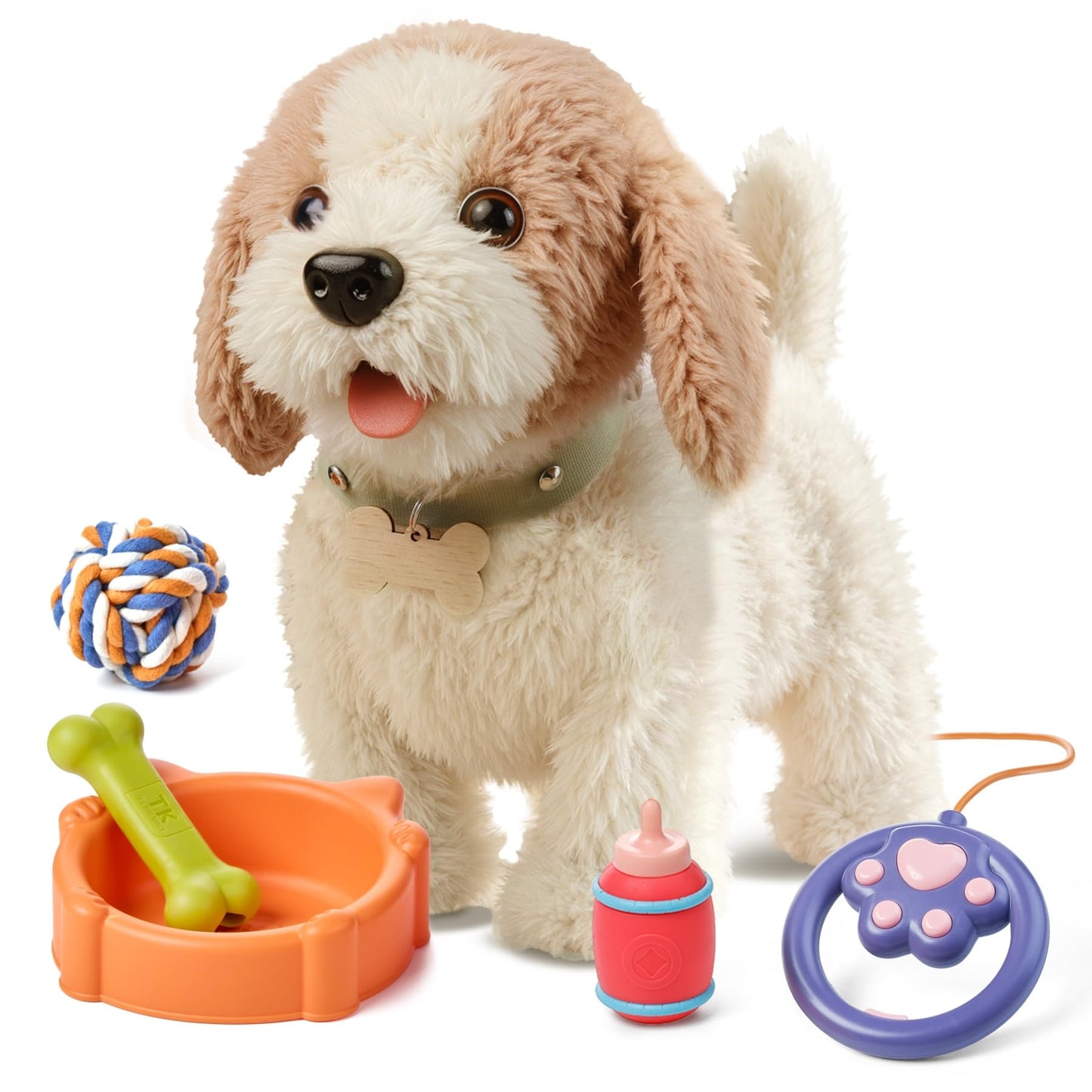 OR OR TU Walking Barking Toy Dog with Remote Control Leash – Plush Interactive Puppy for Kids (Ages 3+)