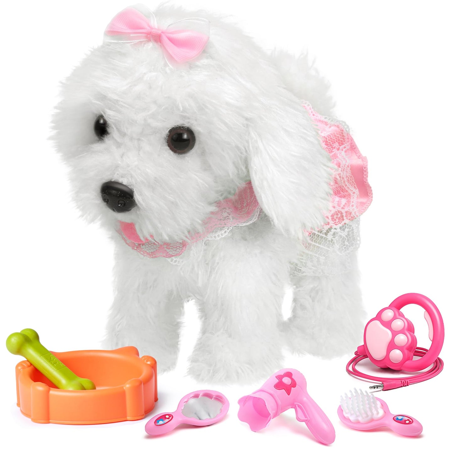 OR OR TU Walking Barking Toy Dog with Remote Control Leash – Interactive Plush Puppy for Kids