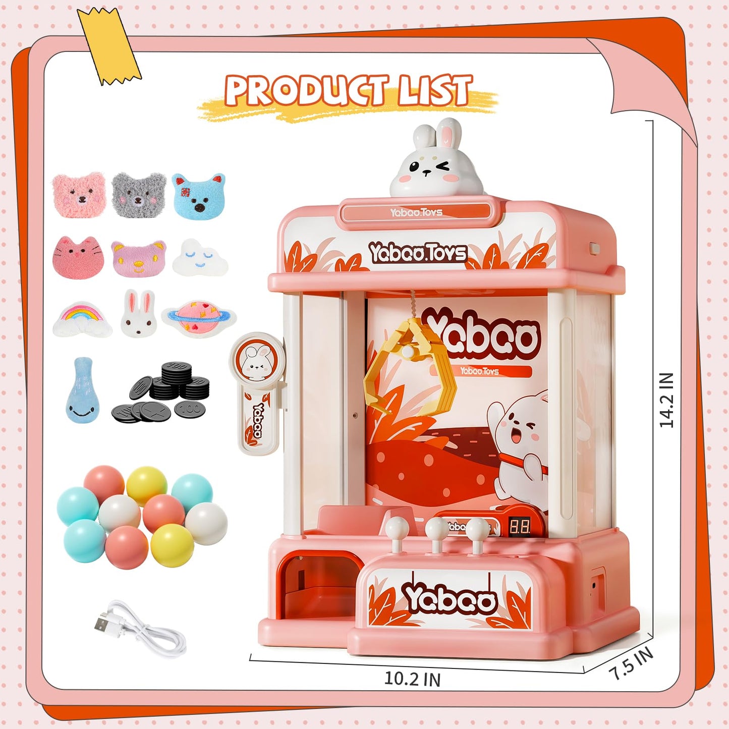 ORANGE OCEAN 54 PCS Large Claw Machine for Kids — Sound & Light Arcade Toy for Ages 3-8