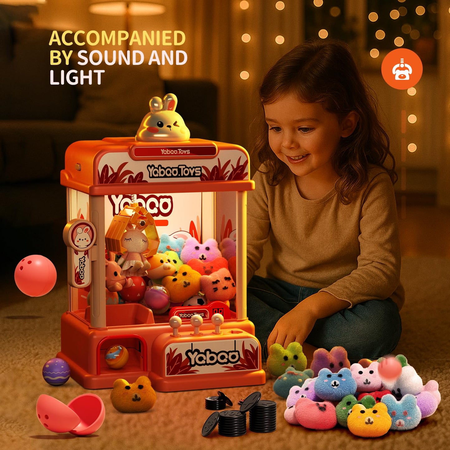 ORANGE OCEAN 54 PCS Large Claw Machine for Kids — Sound & Light Arcade Toy for Ages 3-8