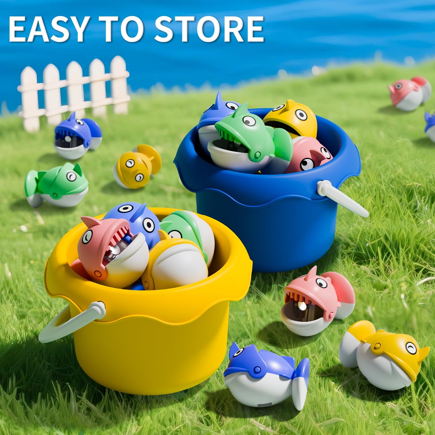 ORANGE OCEAN 66 PCS Magnetic Fishing Game for Kids – 1-8 Players, 360° Rotation