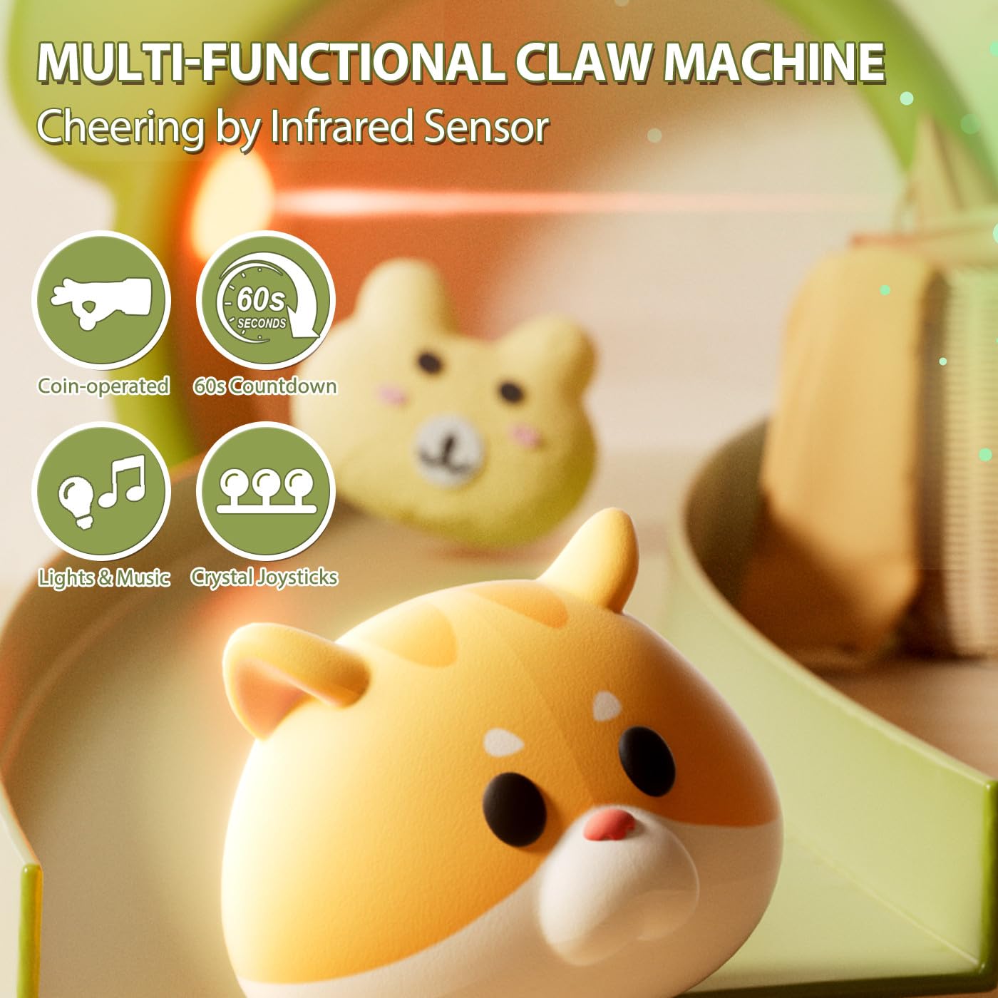 ORANGE OCEAN Claw Machine for Kids – Large Arcade Claw with Prizes, USB/Battery Power