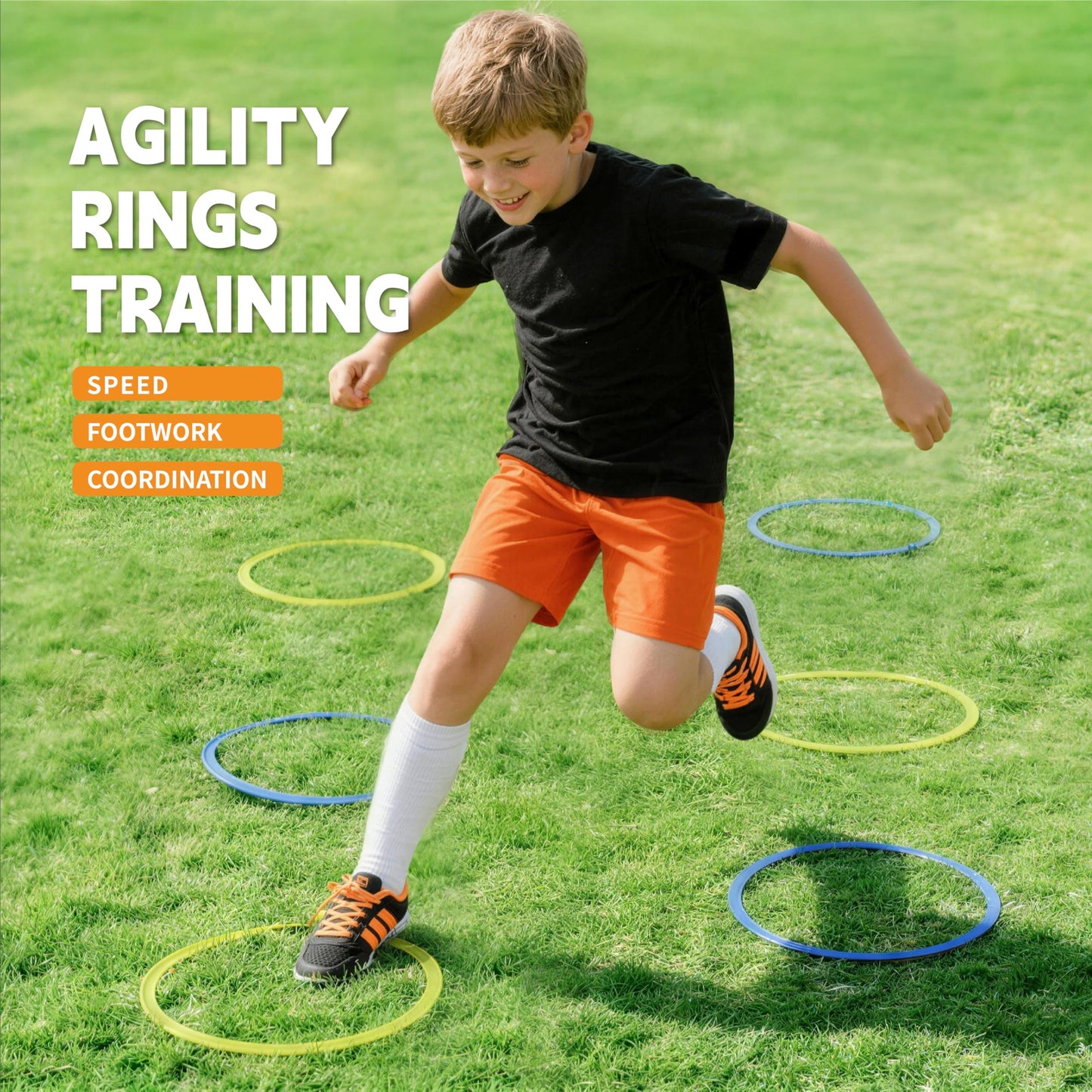 Oranmew Hopscotch Rings 2-Set (11-Inch) + 30 Connectors for Kids