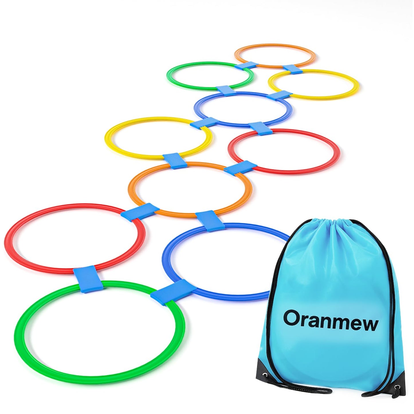 Oranmew Hopscotch Rings – 11-Inch Set with 15 Connectors for Indoor & Outdoor Kids' Agility