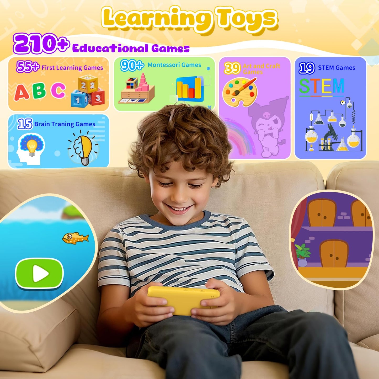 Orantronx Kids Smart Phone – 3.97-inch Learning Toy with 210+ Games & 190+ Drawings (Ages 3-12)