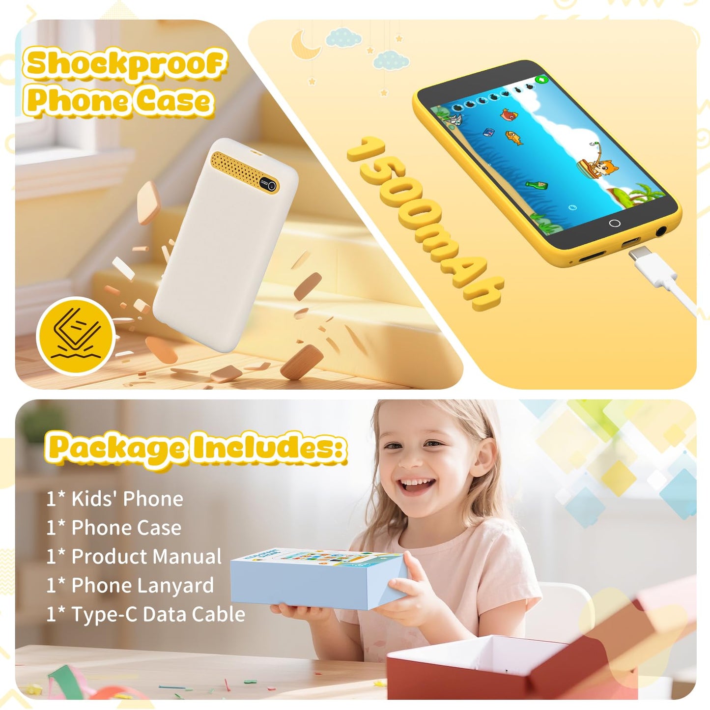 Orantronx Kids Smart Phone – 3.97-inch Learning Toy with 210+ Games & 190+ Drawings (Ages 3-12)
