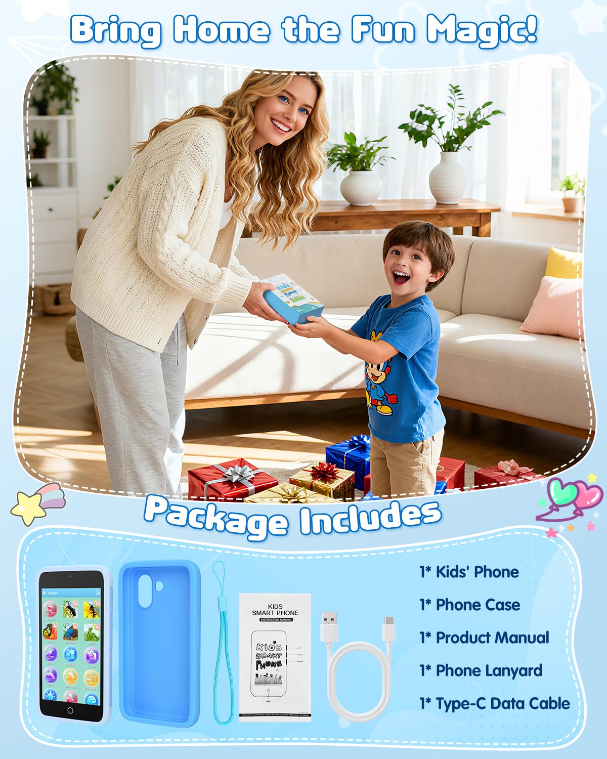 Orantronx Kids Smart Phone 8GB — 3.97-inch Touchscreen, 200+ Games, Dual Camera