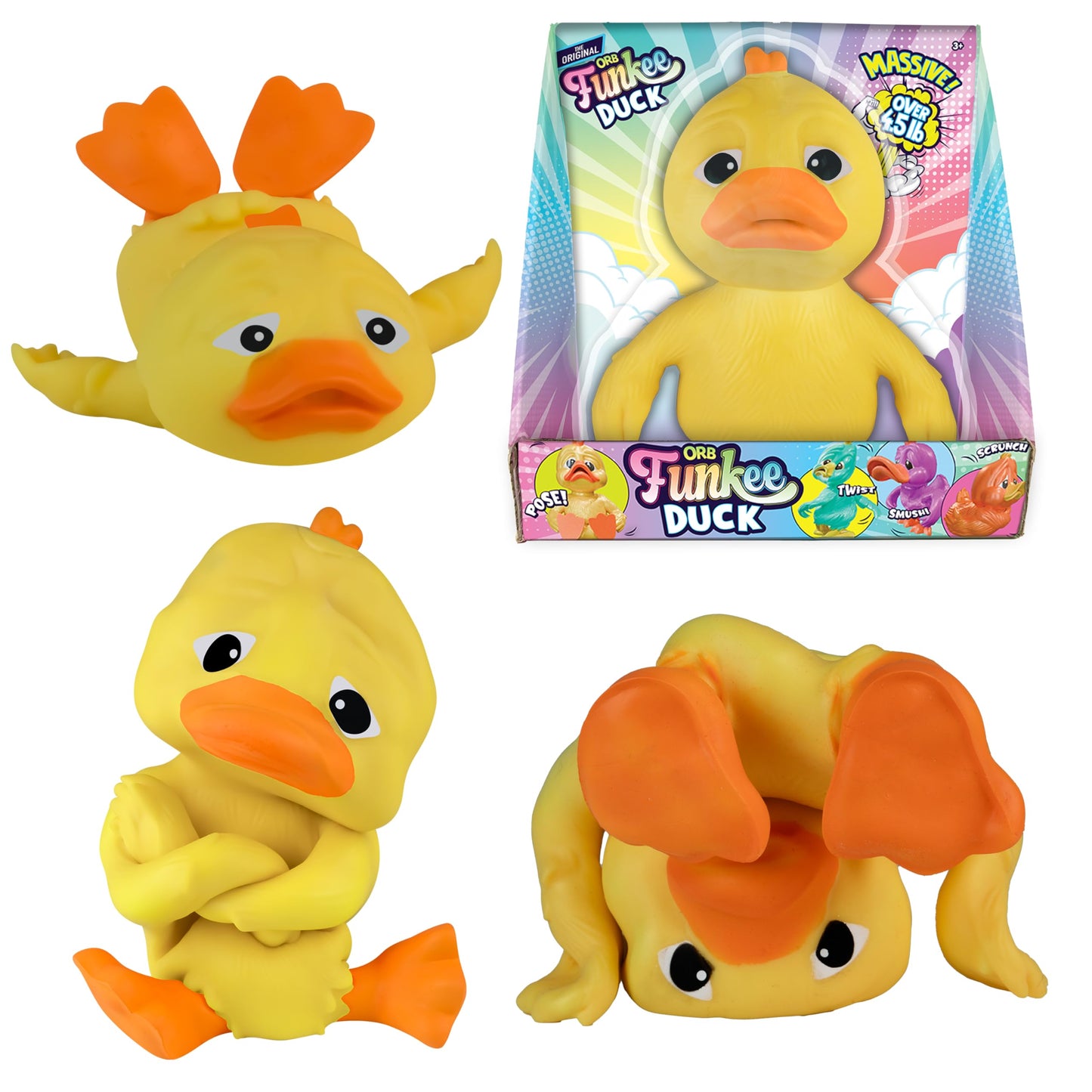 ORB Funkee Monkee Animalz Jumbo Squishy Rubber Duck – Giant 4.5 lb Stretchy Toy