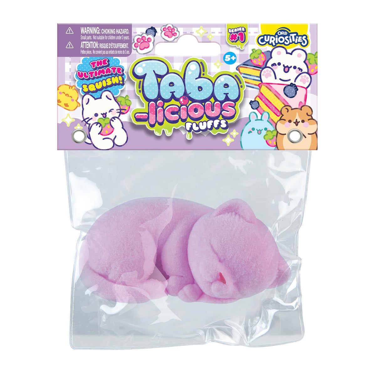 ORB Tabalicious Fluffs TABA Squishy Pink Cat – Fuzzy, Flocked Toy by The Orb Factory