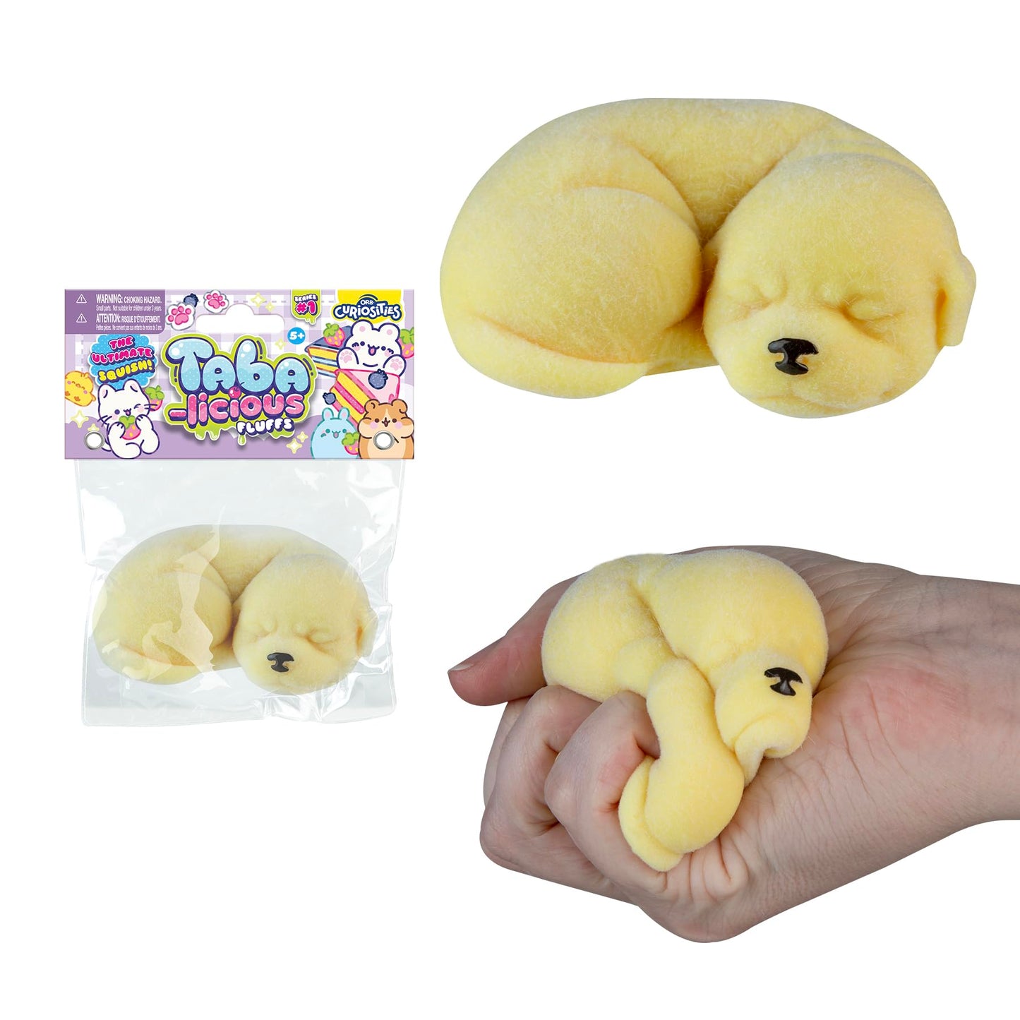 ORB Tabalicious Fluffs TABA Dog Yellow – Fuzzy Squishy Toy by The Orb Factory
