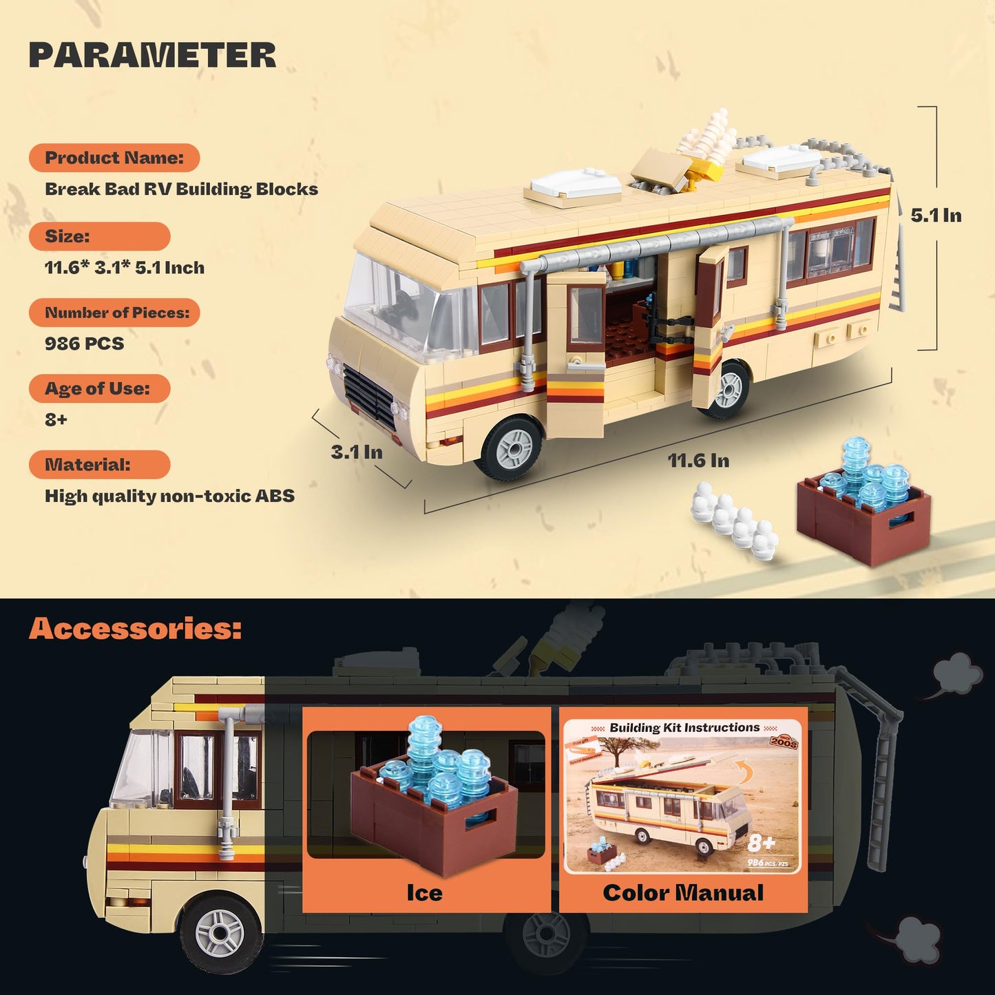 OrbBlaster Rvs for Break Bad Building Set | Upgraded Camper Van Toy for Ages 8-12