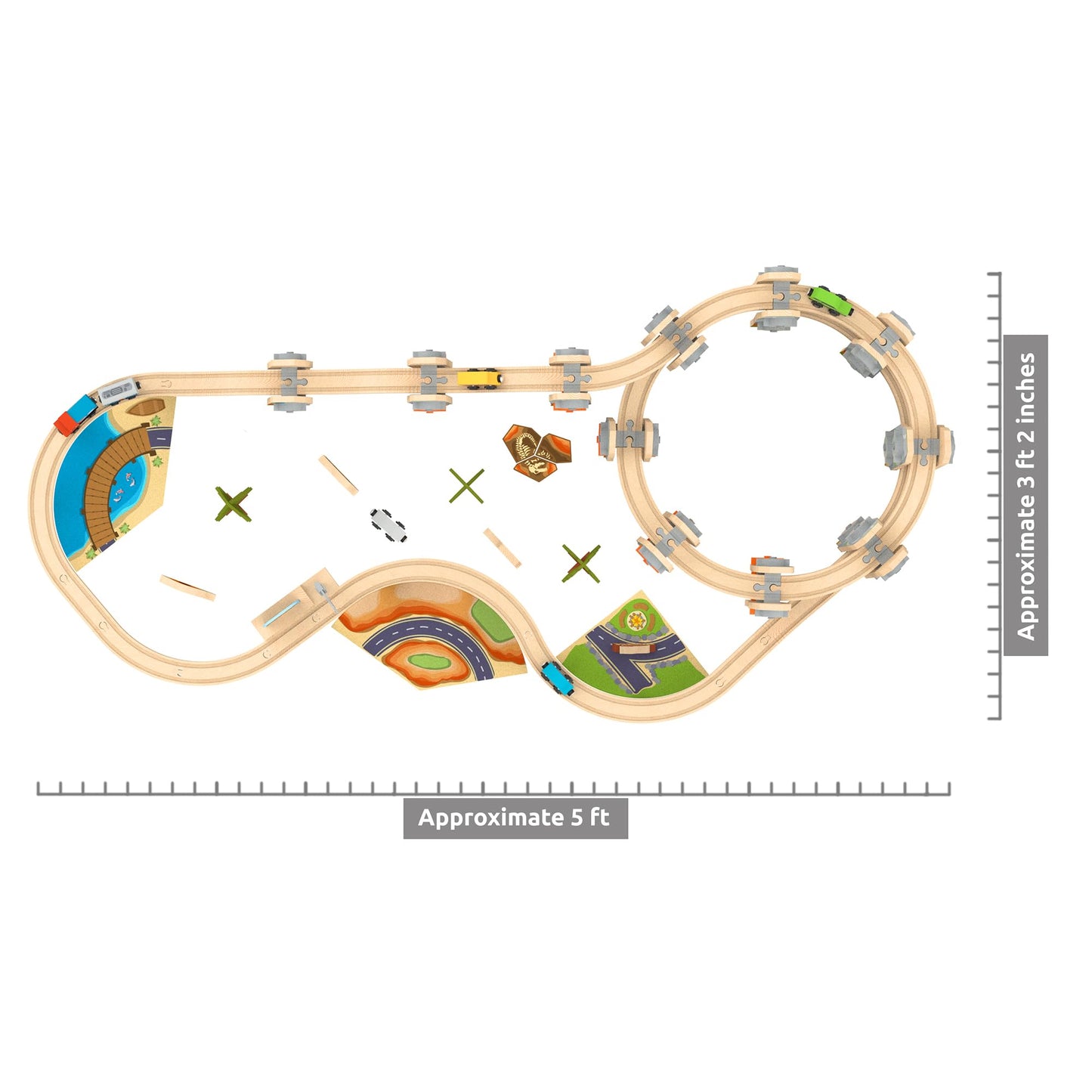 Orbrium Wooden Train Set 141 Pc – Elevated Track System & National Park Animals | STEAM Accredited