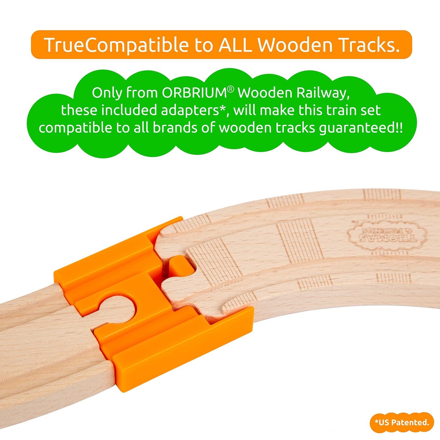 Orbrium Wooden Train Set Deluxe 52 Pcs – 9 Layouts, Storage Box, STEM Montessori Toy for Kids 3+