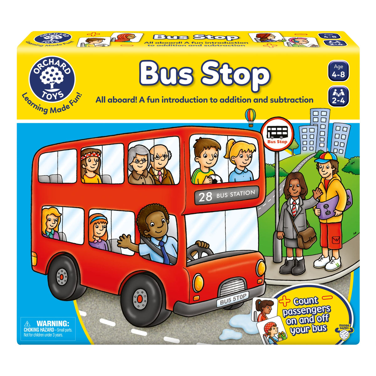 Orchard Toys Moose Bus Stop Game – Add & Subtract Fun (Ages 4-8, 2-4 Players)