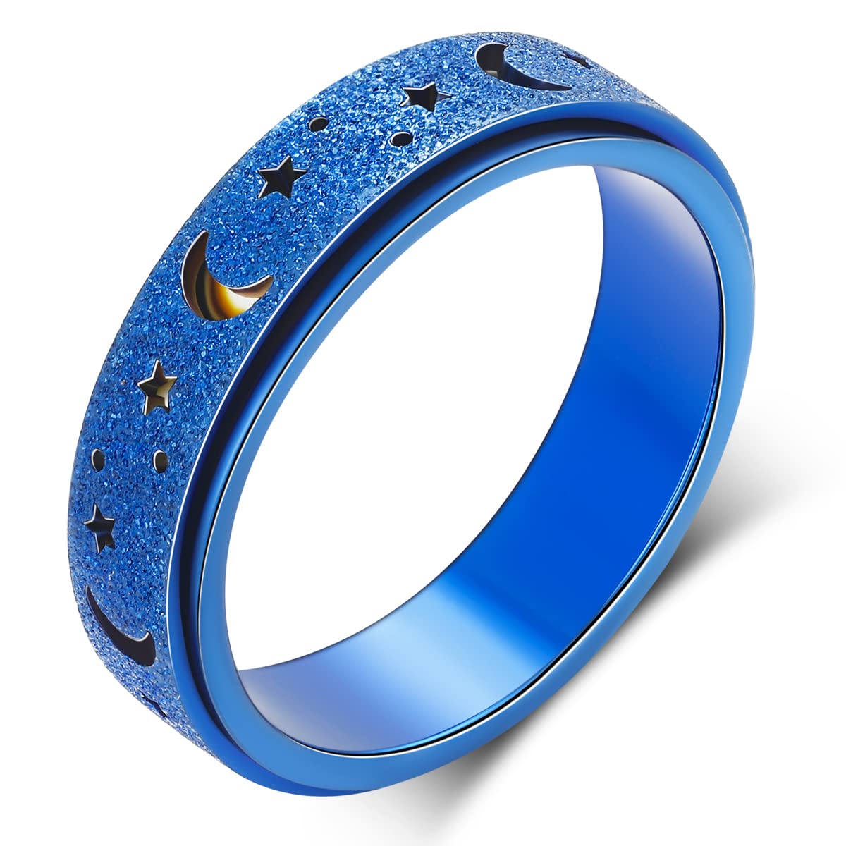 OreilleStar Anxiety Spinner Ring - Blue, Size 10 | Unisex Fidget Accessory