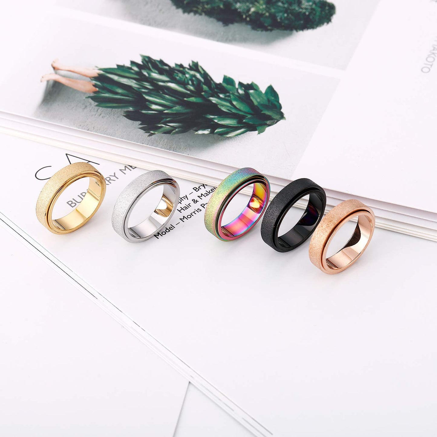 OreilleStar Anxiety Ring for Women – 6mm Titanium Stainless Steel Fidget Spinner Ring