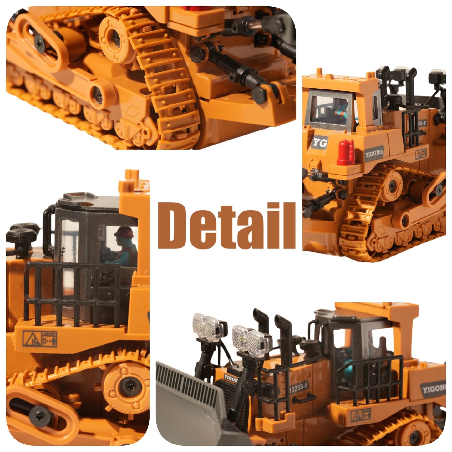 OrgaNatureQueen 9-Channel RC Bulldozer with Lights & Sound – Realistic Metal Construction Toy