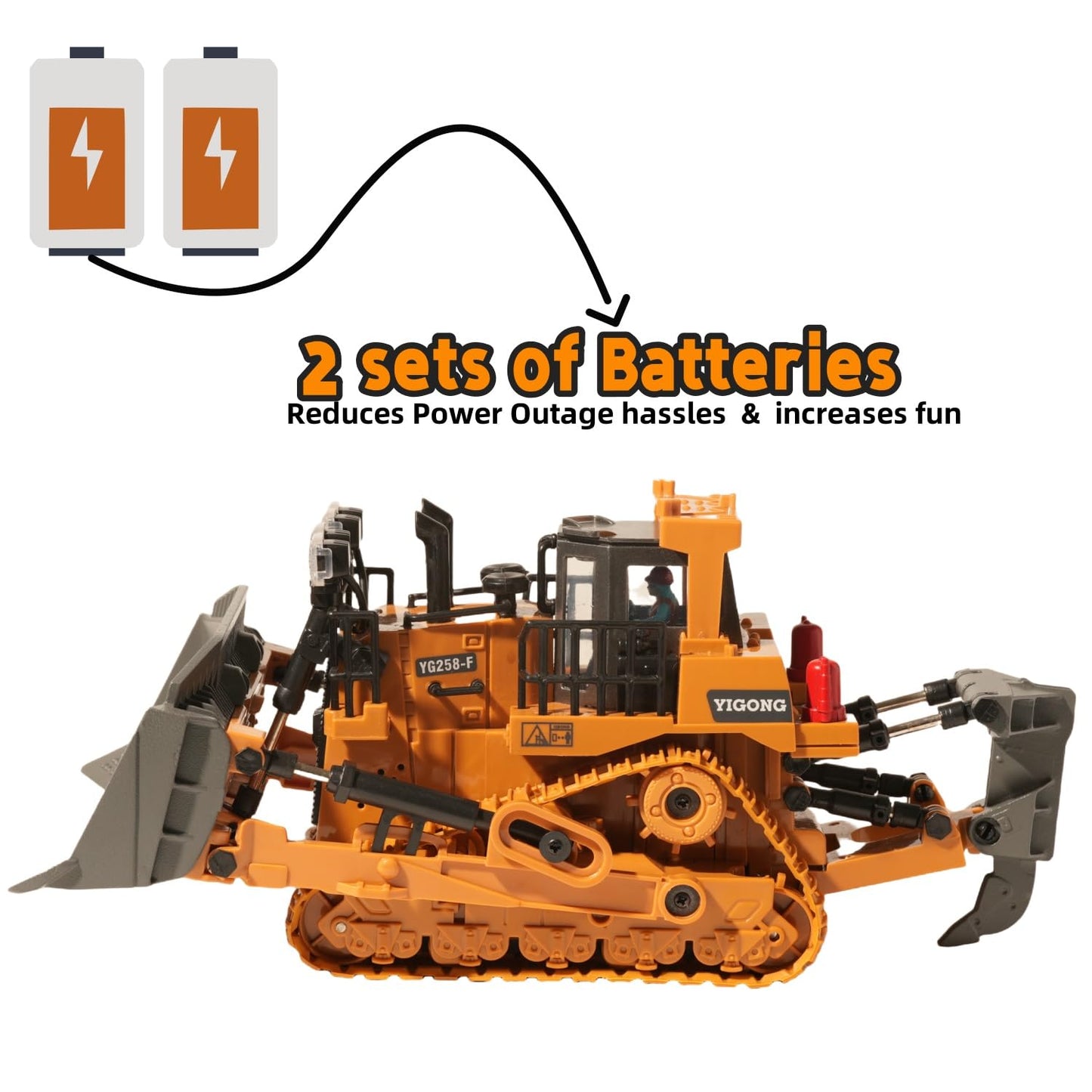 OrgaNatureQueen 9-Channel RC Bulldozer with Lights & Sound – Realistic Metal Construction Toy