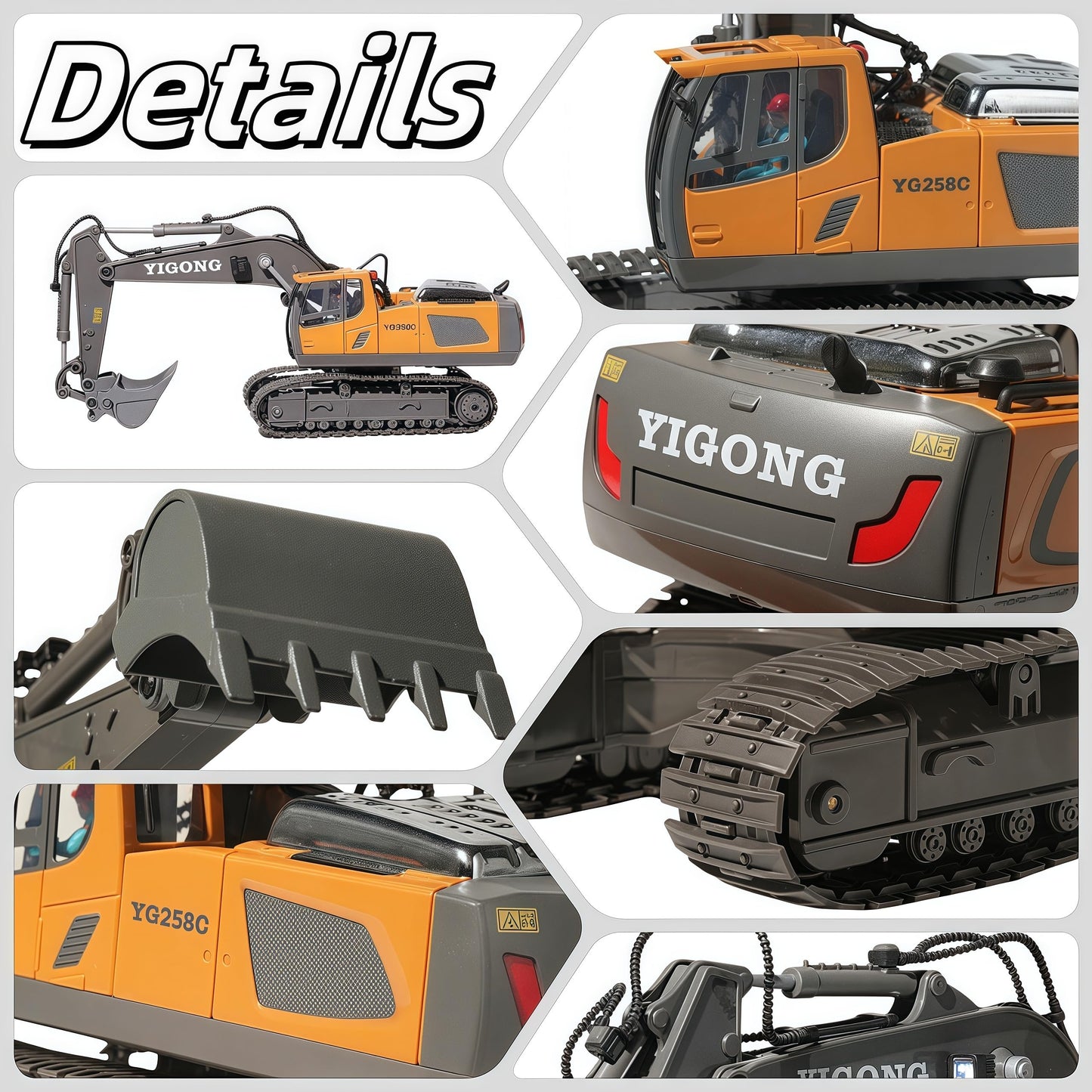 OrgaNatureQueen RC Excavator with Lights & Sound — 11-Channel Heavy Equipment Toy