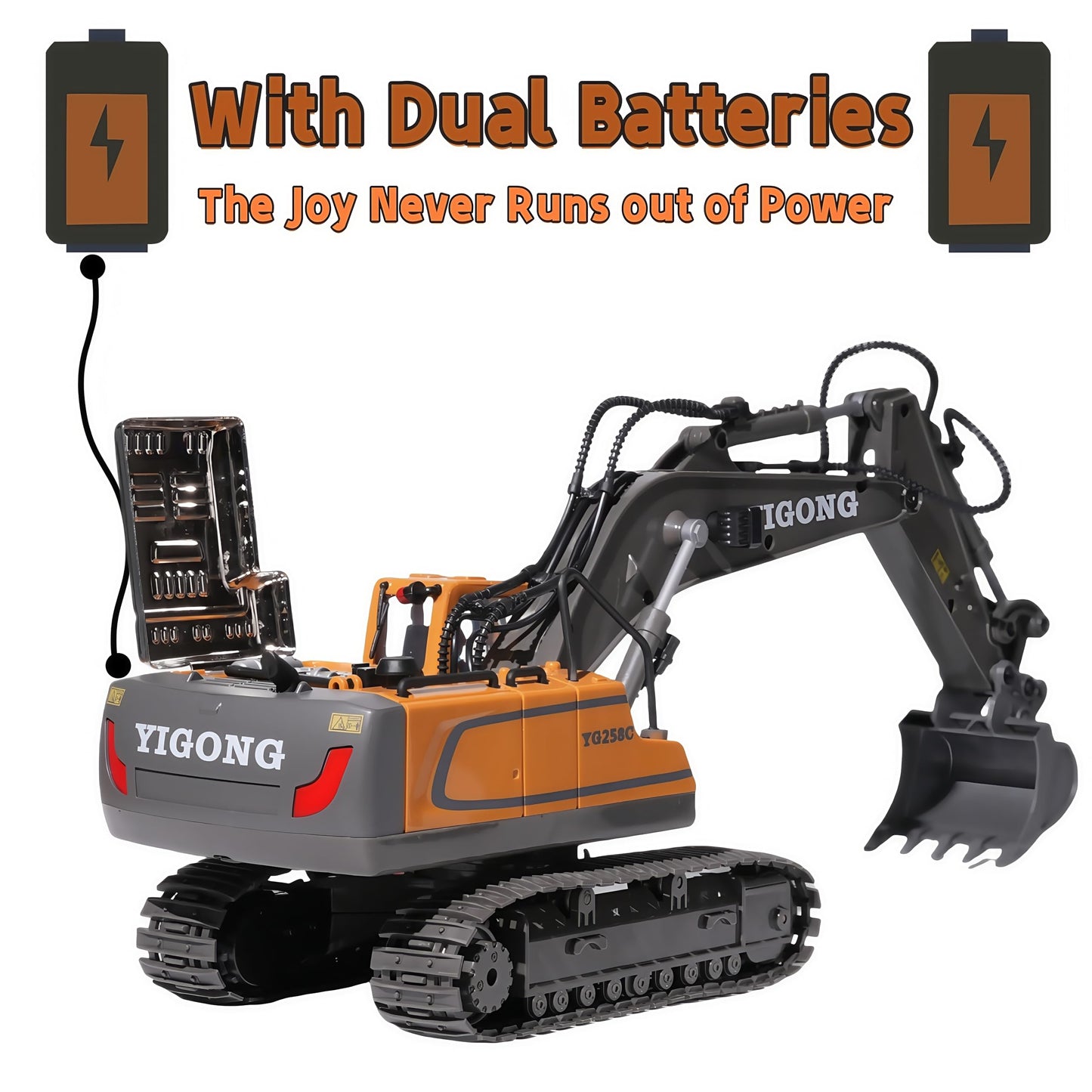 OrgaNatureQueen RC Excavator with Lights & Sound — 11-Channel Heavy Equipment Toy