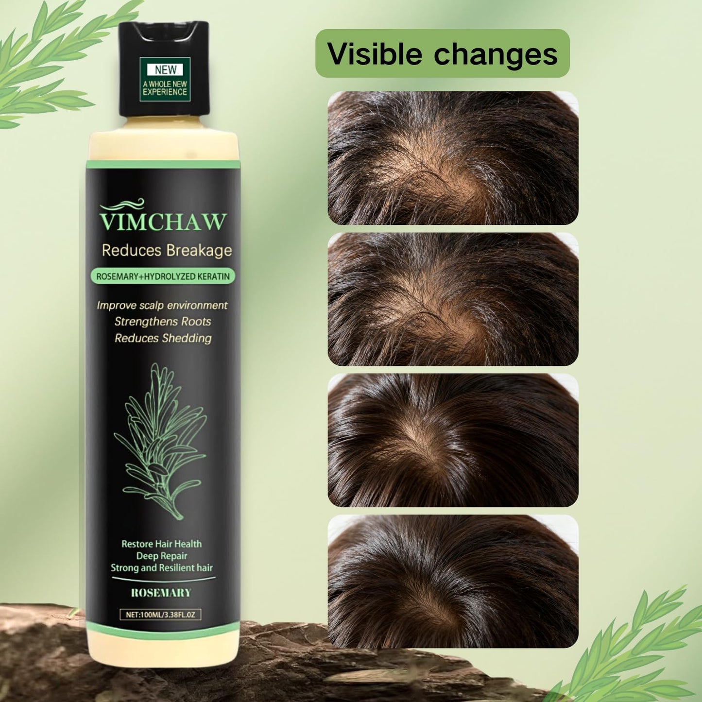 Organic Rosemary Hair Growth Shampoo for Thinning Hair & Hair Loss – Thickening & Strengthening Formula with Hydrolyzed Keratin (2-Pcs)