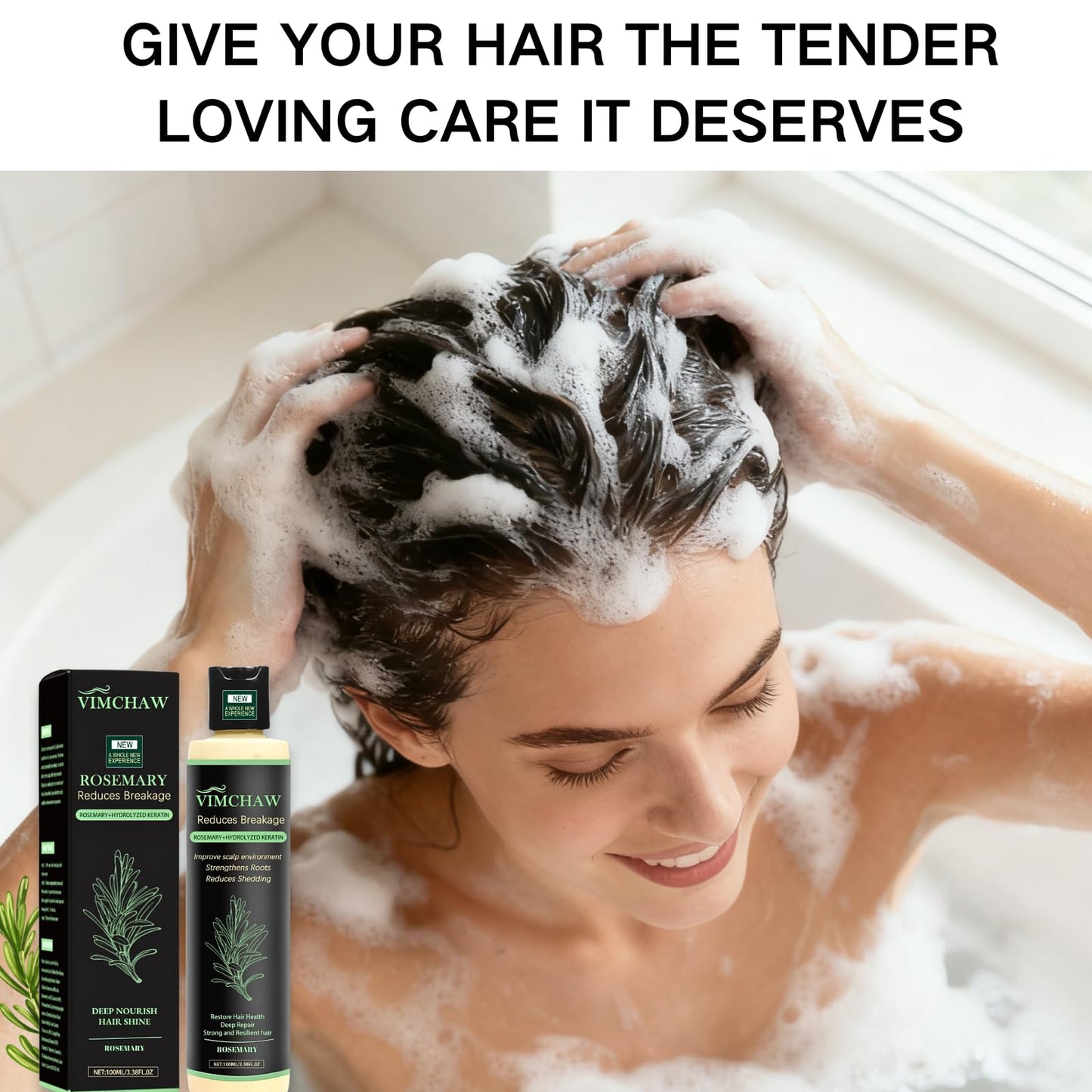 Organic Rosemary Hair Growth Shampoo for Thinning Hair & Hair Loss – Thickening & Strengthening Formula with Hydrolyzed Keratin (2-Pcs)