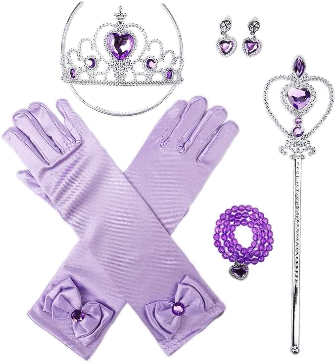 Orgrimmar Princess Dress Up Kit (Purple) — Gloves, Tiara, Wand, Necklace & Earrings