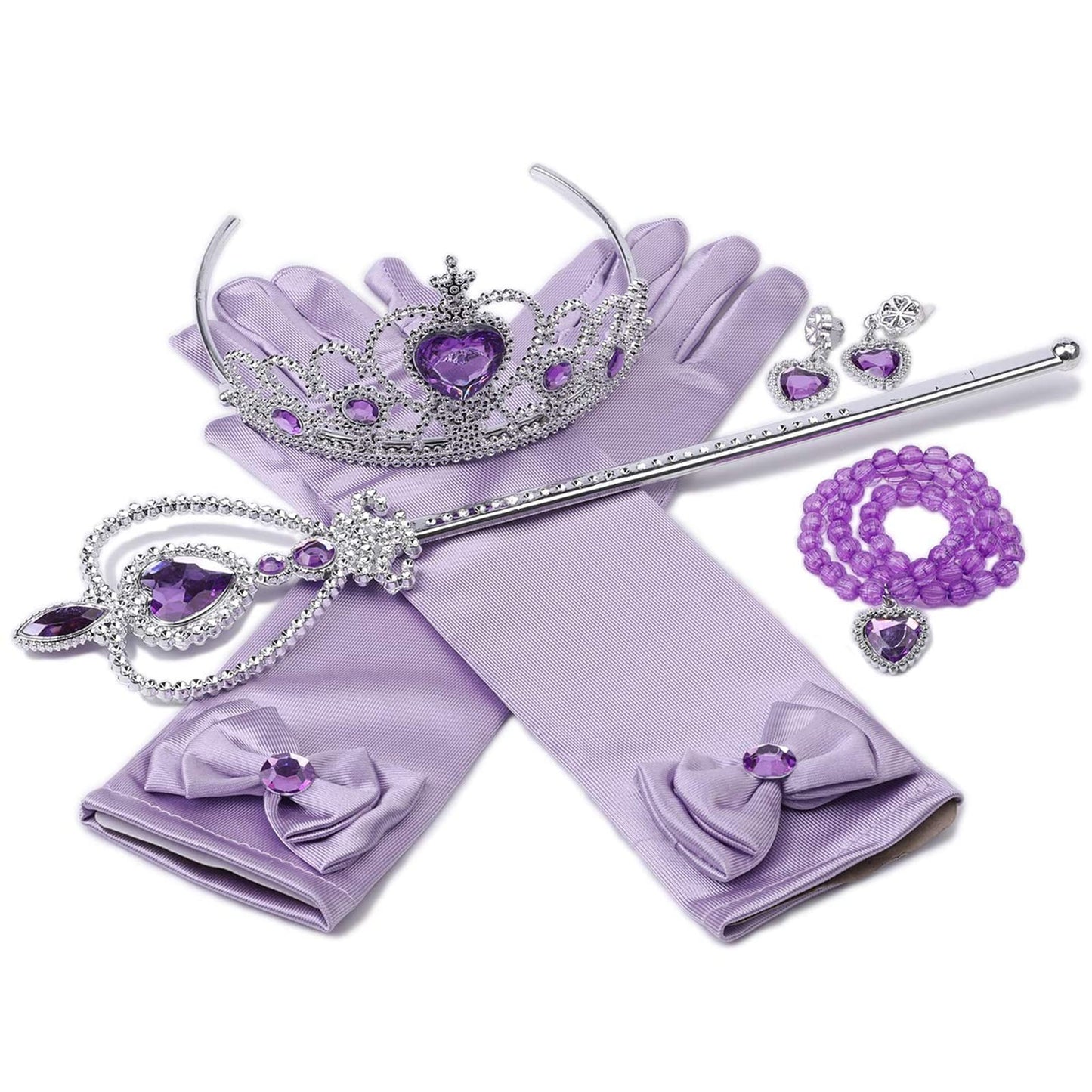 Orgrimmar Princess Dress Up Kit (Purple) — Gloves, Tiara, Wand, Necklace & Earrings