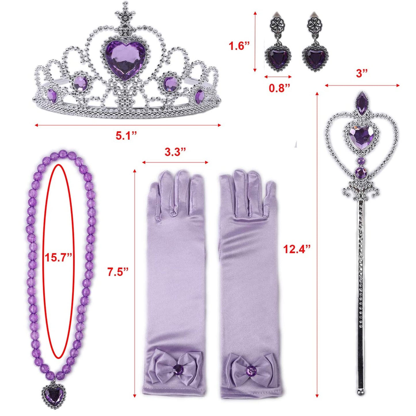Orgrimmar Princess Dress Up Kit (Purple) — Gloves, Tiara, Wand, Necklace & Earrings