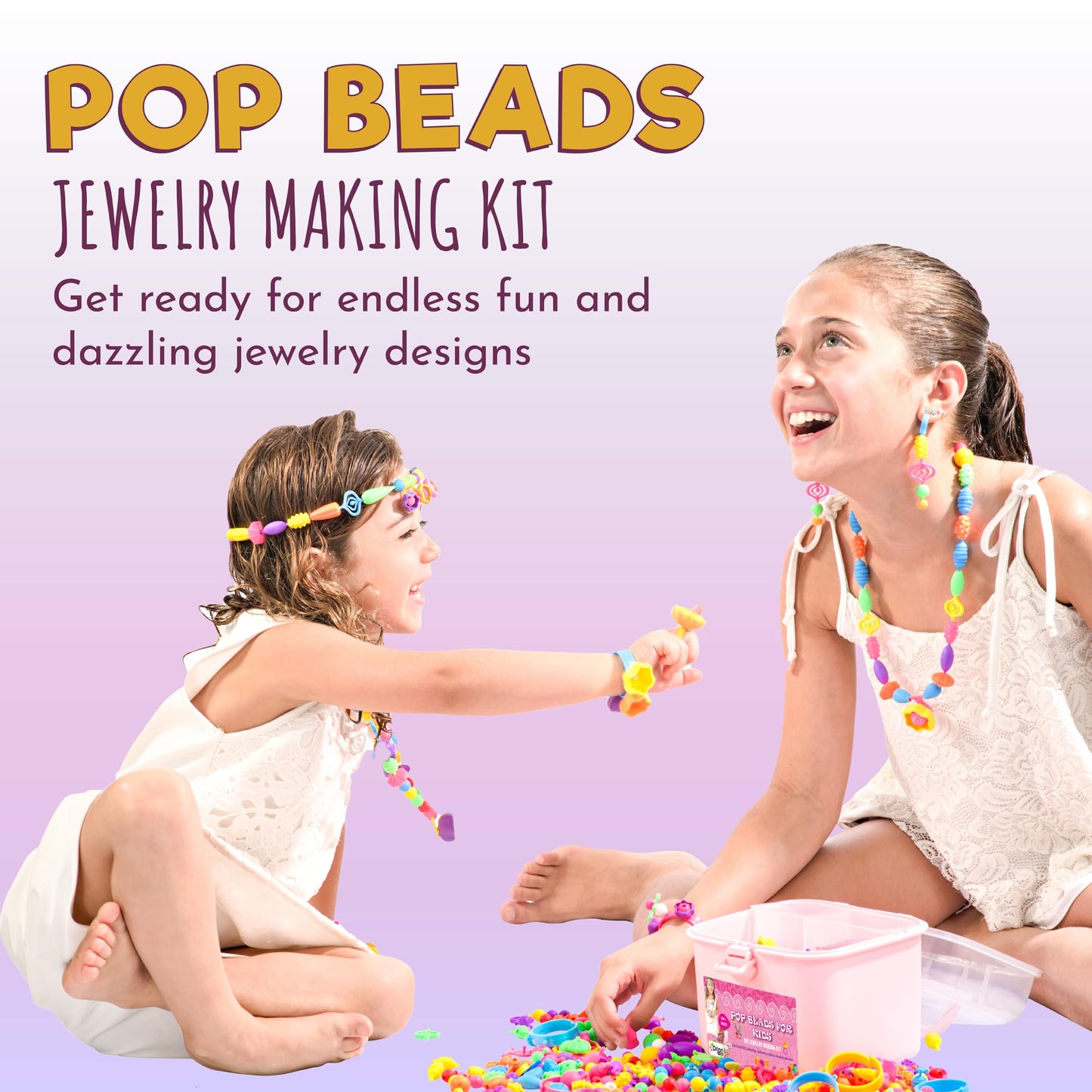 Orian Pop Beads Jewelry Kit for Girls – 520+ Colorful Snap Beads for Bracelets, Necklaces & Rings (Ages 3+)