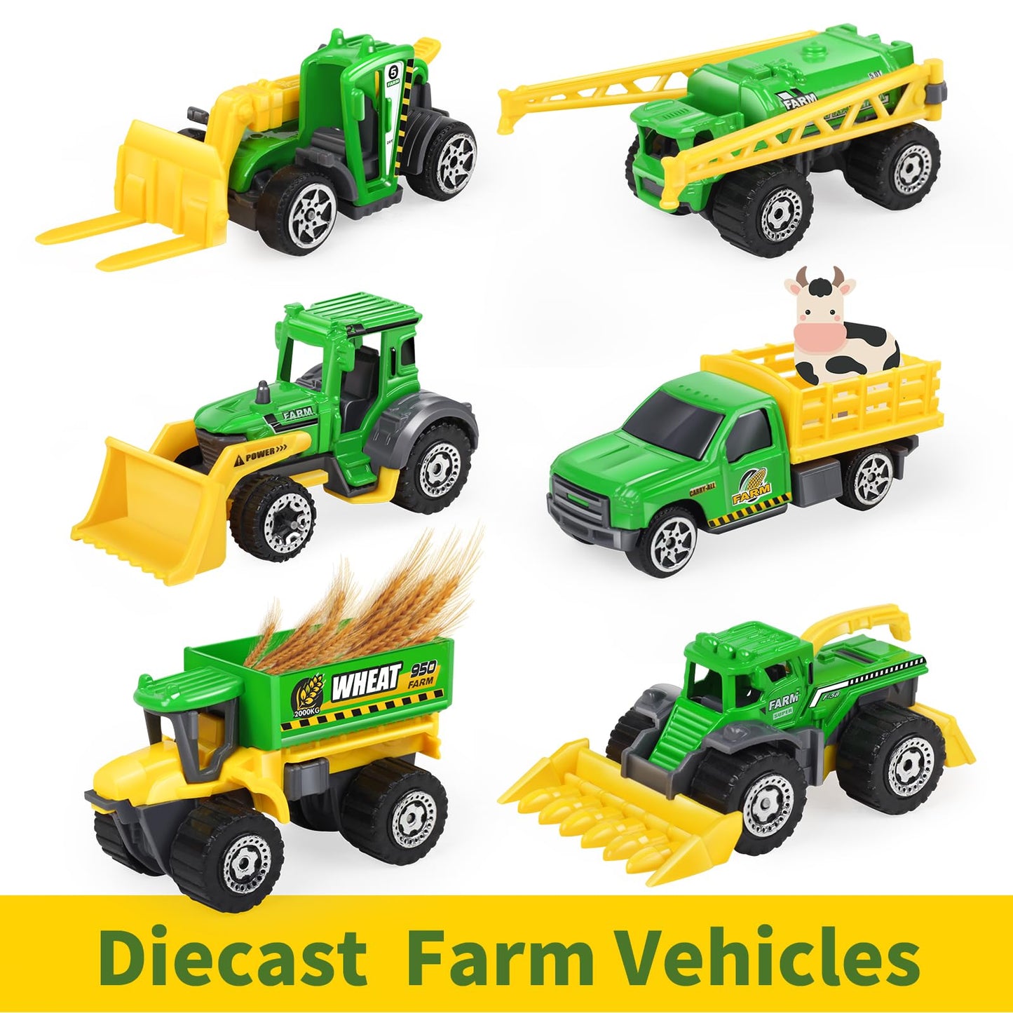 Oriate Children Diecasting Farm Toy Set 6pcs – Harvester, Transporter, Truck & Sprayer (3+ Years)