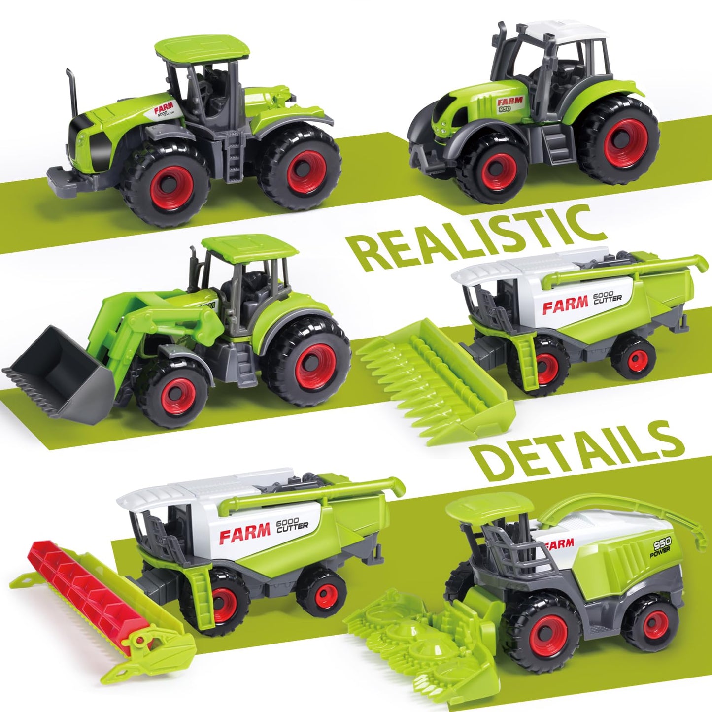 Oriate Kids Farm Toys - Realistic 1/64 Scale Tractor Playset with Animals & Trailer