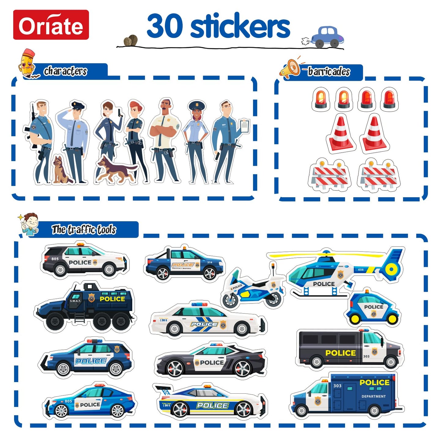 Oriate Diecast Police Rescue City SWAT Car Set with Heavy-Duty Trailer (13pcs)