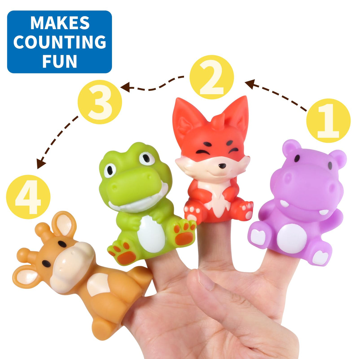 Oriate Zoo Animals Finger Puppets – 10-Piece Toddler Bath & Travel Toys