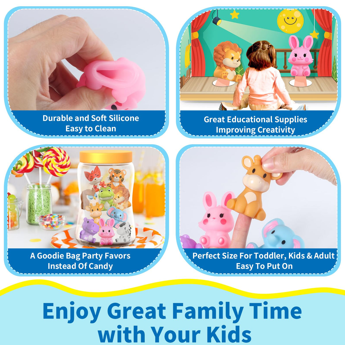 Oriate Zoo Animals Finger Puppets – 10-Piece Toddler Bath & Travel Toys