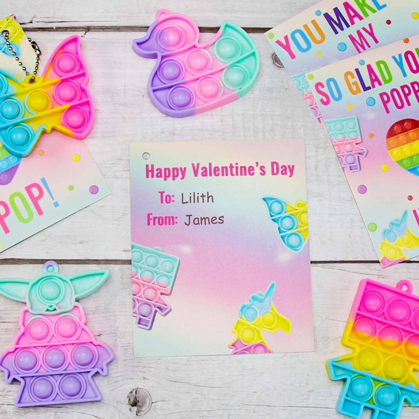 ORIENTAL CHERRY Valentines Day Gifts for Kids – 24 Valentines Cards with Pop Bubbles (Bulk Set)