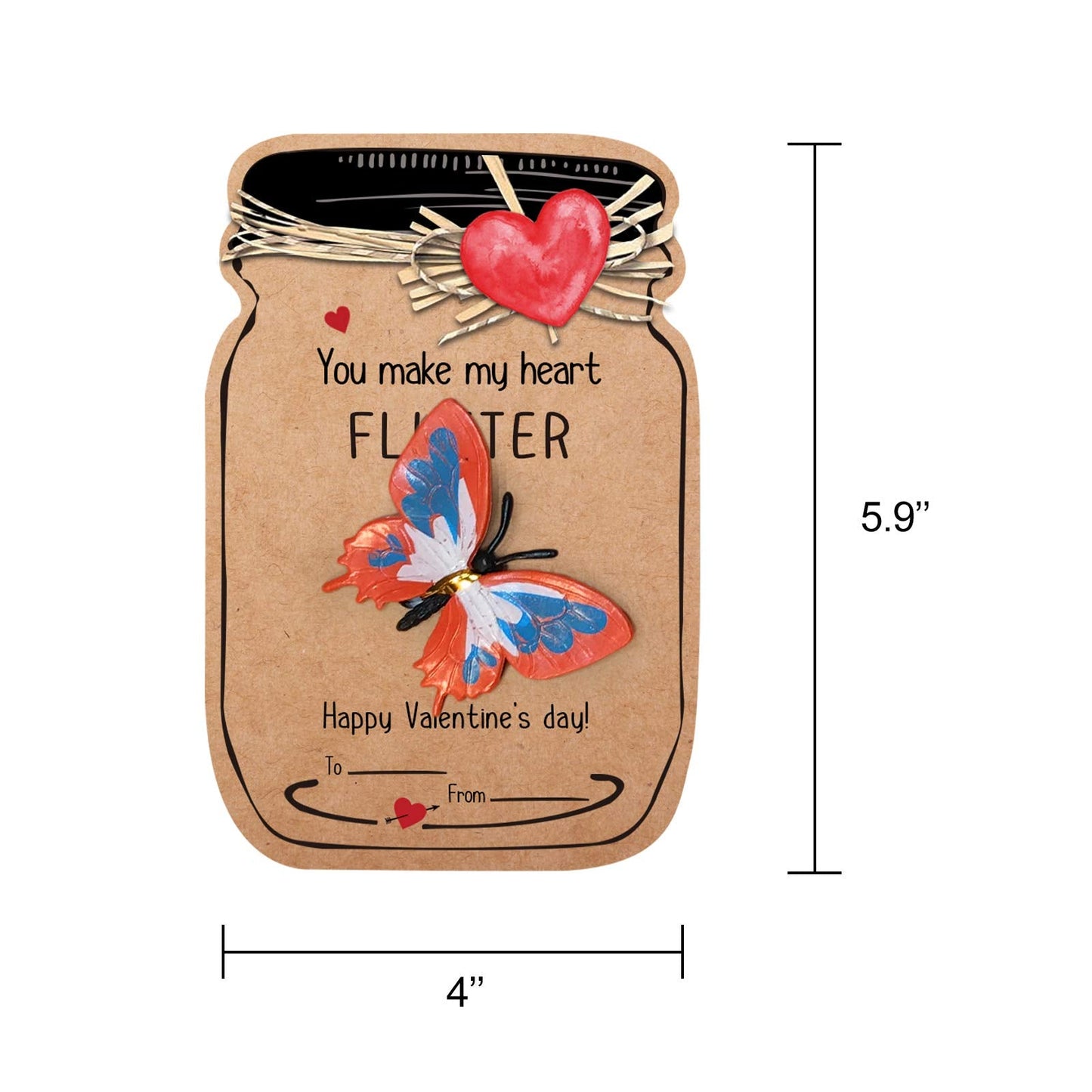 Oriental Cherry Love Bug Valentines Cards – 30 Pack for Kids, 6 Bug Designs