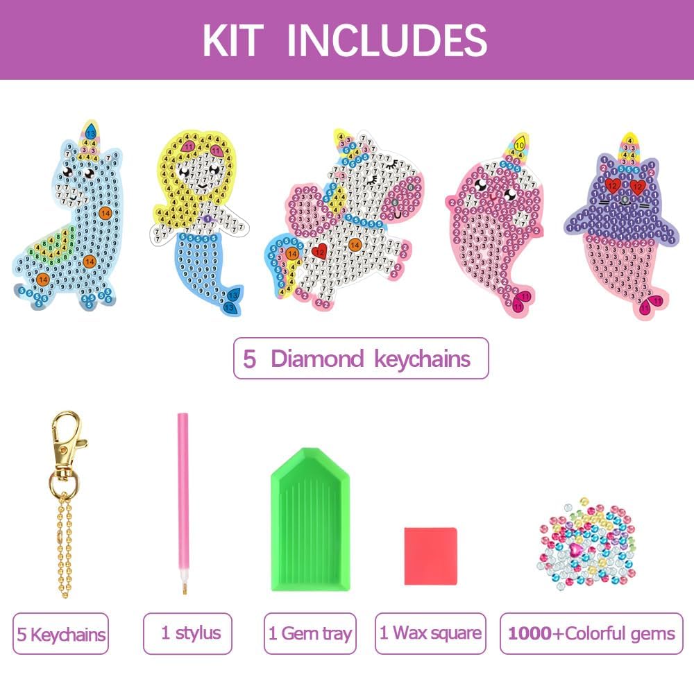 ORIENTAL CHERRY GEM Keychains Kit — 5D Diamond Art Painting for Kids Ages 8-12