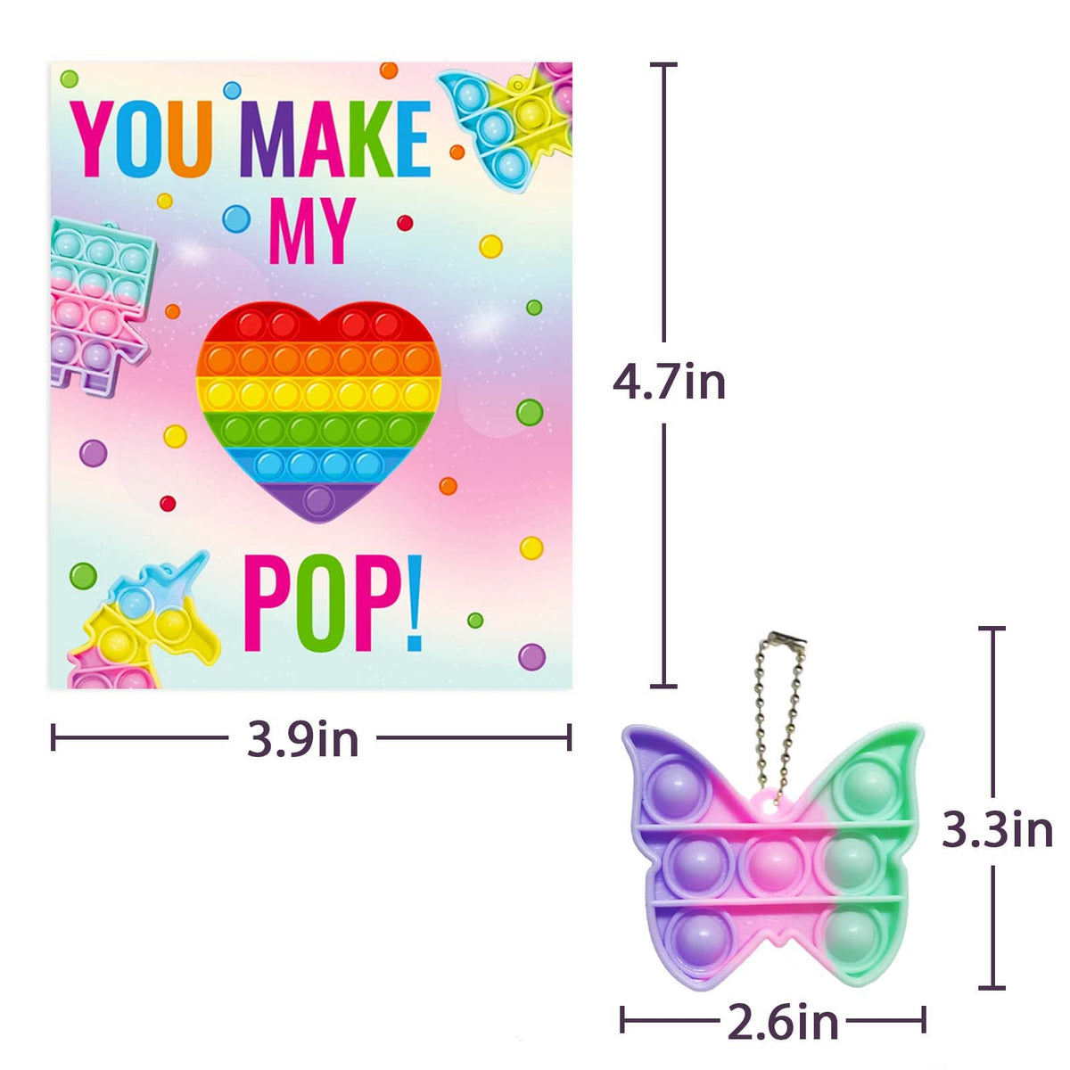 ORIENTAL CHERRY Valentines Day Gifts for Kids – 24 Valentines Cards with Pop Bubbles (Bulk Set)