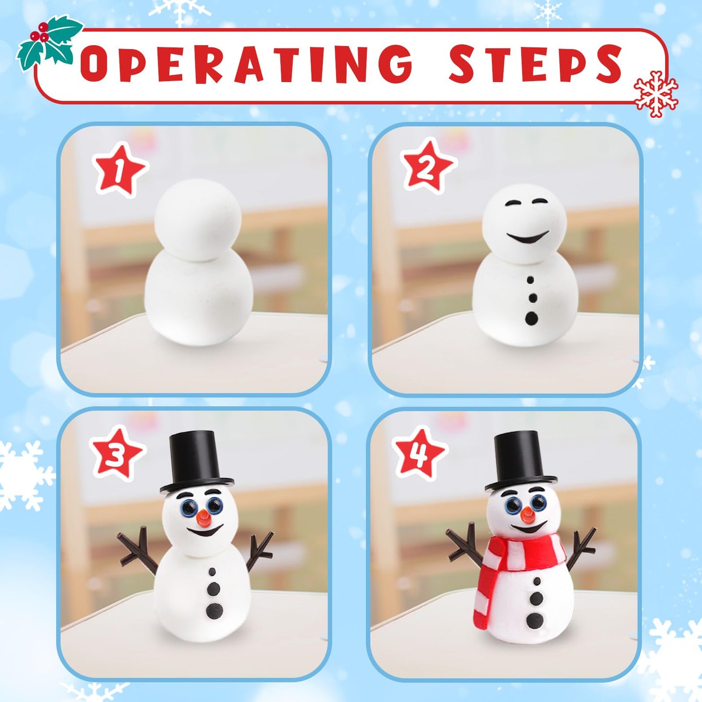 ORIENTAL CHERRY 4-Piece Air Dry Clay Kit – Snowman, Gingerbread, Santa & Christmas Tree Crafts for Kids