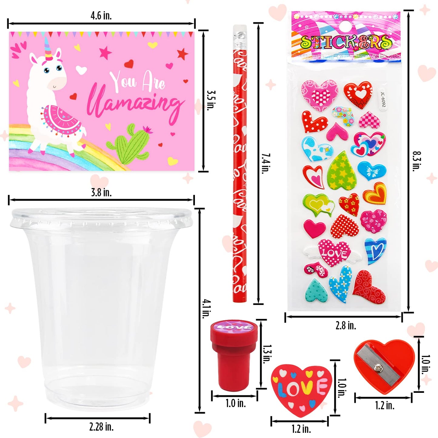 ORIENTAL CHERRY Valentines Day Kids Stationery Gift Set – 24 Pack