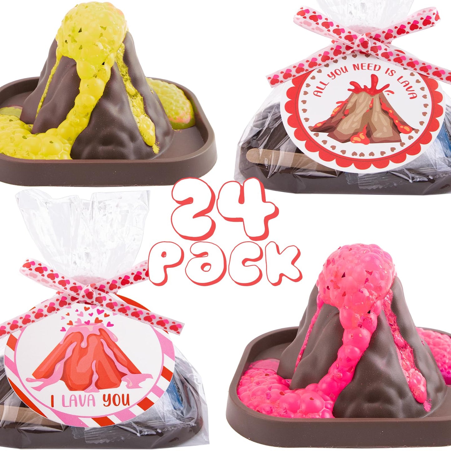 Oriental Cherry Valentines Volcano Kit — 24-Pack Erupting Science Gifts for Kids
