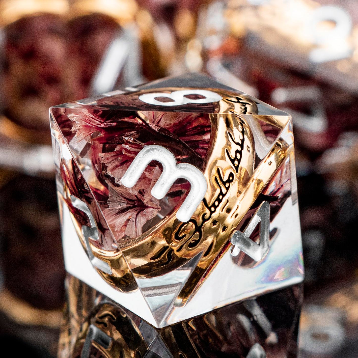 ORIFANTOU Magic Golden Ring DND Dice Set with Case